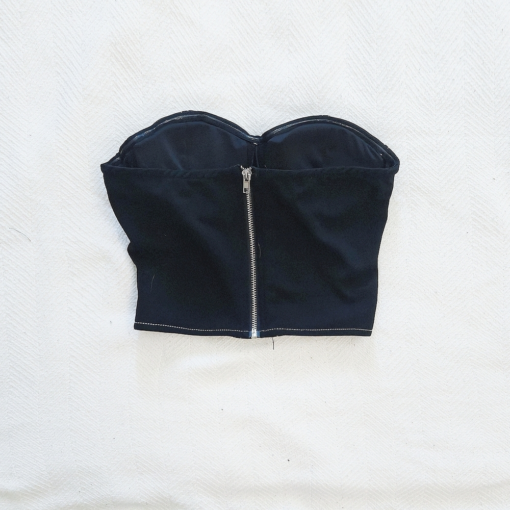 Nasty Dark Blue Strapless Crop Top Corset - Picture 2 of 4